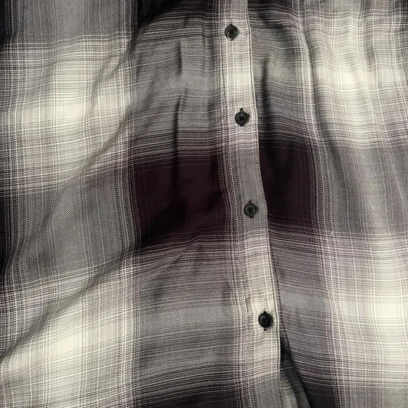 Ava & Viv plaid tunic button down shirt.  Size X black and gray tones - Picture 7 of 10